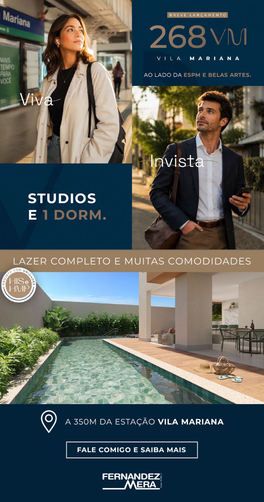 268VM Vila Mariana — studios e 1 dormitório, lazer completo, a 350 m da Estação Vila Mariana