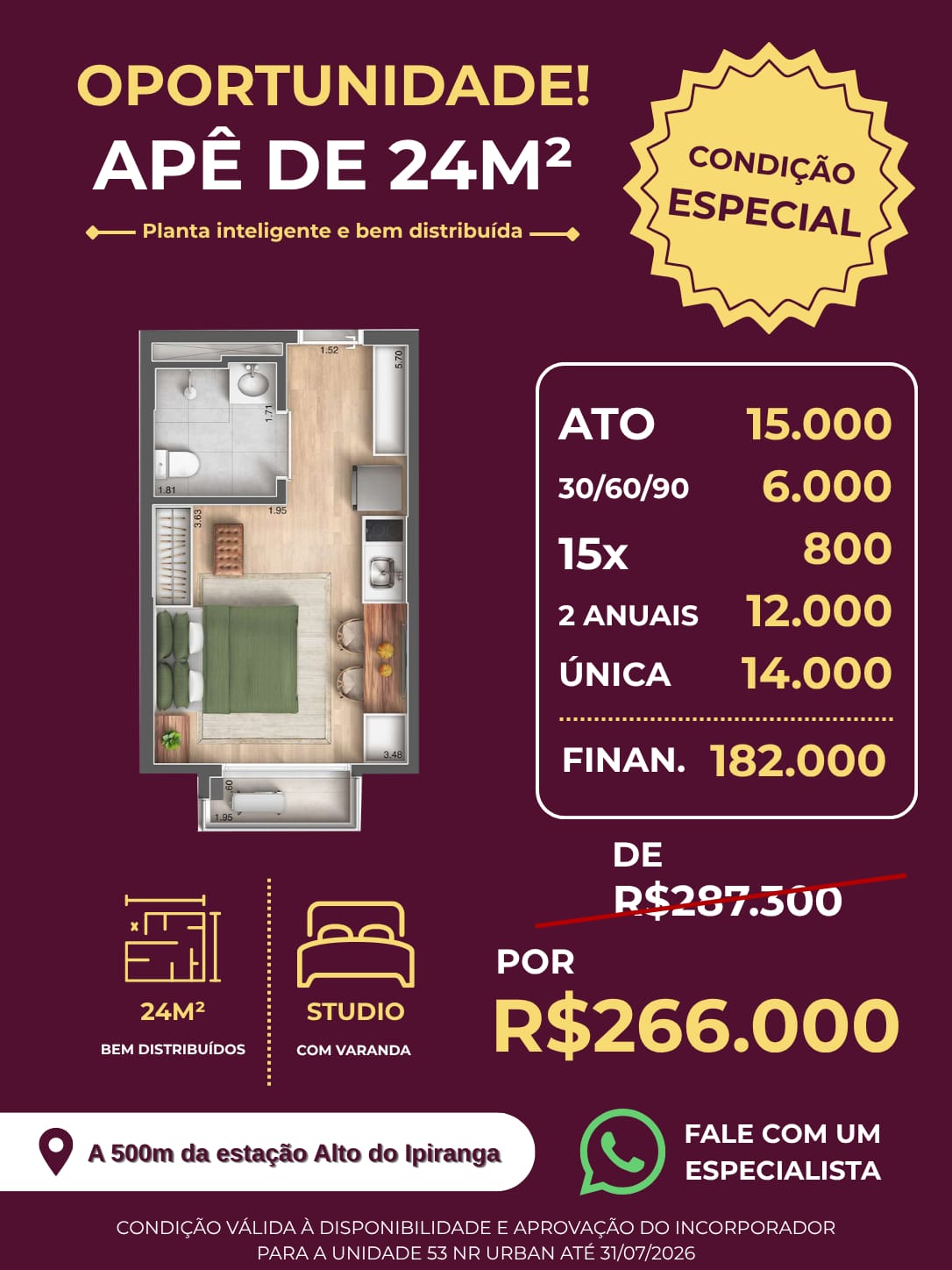 Studio 24m² — A 500m da estação Alto do Ipiranga | Fernandez Mera